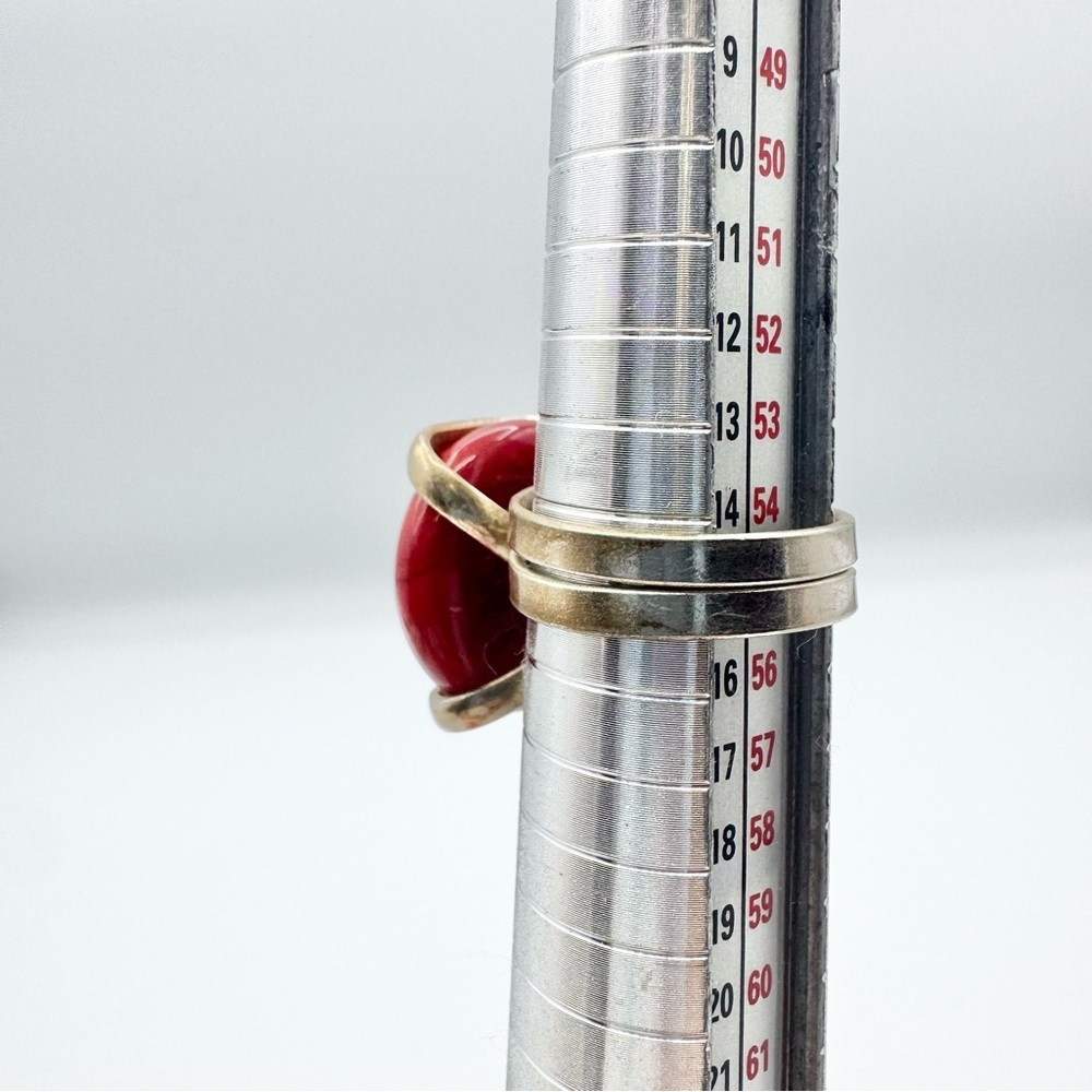 Red Coral Vintage Silver Plated Boho Ring 7 - Picture 9 of 9